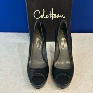 Cole Haan “Stephanie Air” (Nike) Peep Toe Pumps Blk Calf Hair 9.5 B